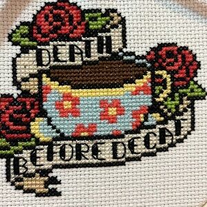 Death Before Decaf wall hanging ☕️